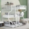 Full XL Over Twin XL Over Queen Size Metal Triple Bunk Bed With Ladder-ModernLuxe -Child Home Decoration Store GUEST 0207bb58 a42b 4724 93d5 326b119b76c3