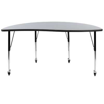 Emma And Oliver Mobile 60" Half Circle Wave Collaborative Grey Adjustable Height Activity Table 10 Emma And Oliver Mobile 60" Half Circle Wave Collaborative Grey Adjustable Height Activity Table - Image 8