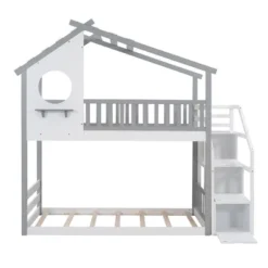 House Shape Twin-Over-Twin Double Bunk Bed With Storage Stairs - ModernLuxe -Child Home Decoration Store GUEST 07cb9efe 33b8 474c bc27 e7b617e9f2be
