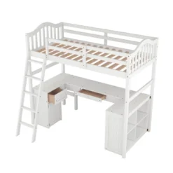 Twin Size Wooden Loft Bed With Drawers, Cabinet, Shelves And Desk-ModernLuxe -Child Home Decoration Store GUEST 09f6d1dd ba90 46da 8c28 b0d8278debcb