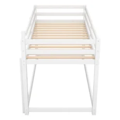 Twin Over Twin Floor Bunk Bed With Ladder - ModernLuxe -Child Home Decoration Store GUEST 0be077aa 5022 444e b82c 43b03a9135b2