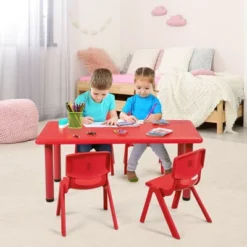 Costway Kids Plastic Rectangular Learn And Play Table Playroom Kindergarten Home Red -Child Home Decoration Store GUEST 0d7f5101 a9bf 48d5 9649 2e2fa7b00df0