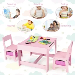 Costway 3 In 1 Kids Wood Table Chairs Set W/ Storage Box Blackboard Drawing Pink 18 Costway 3 In 1 Kids Wood Table Chairs Set W/ Storage Box Blackboard Drawing Pink -Child Home Decoration Store GUEST 0db6516e bb05 4ee9 b38d 6f7ab8a6f273 1