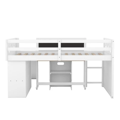 Wood Loft Bed With Slide, Cabinets, Blackboard, Desk And Chair-ModernLuxe 10 Wood Loft Bed With Slide, Cabinets, Blackboard, Desk And Chair-ModernLuxe - Image 8