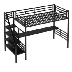 Metal Twin Size Loft Bed With Desk, Black - ModernLuxe 14 Metal Twin Size Loft Bed With Desk, Black - ModernLuxe -Child Home Decoration Store GUEST 0fba7b43 5338 471d 9e9a 0931239107e9