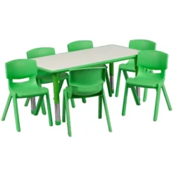Emma And Oliver 23.625"W X 47.25"L Rectangular Plastic Height Adjustable Activity Table Set With 6 Chairs 31 Emma And Oliver 23.625"W X 47.25"L Rectangular Plastic Height Adjustable Activity Table Set With 6 Chairs -Child Home Decoration Store GUEST 1011de92 1358 40ec 9e6a 3dc1e96cd79b