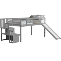 Twin Size Loft Bed With Staircase, Safety Guardrails And Slide-ModernLuxe -Child Home Decoration Store GUEST 117bafb7 2d3d 439e a890 580267b9e989