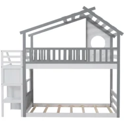 House Shape Twin-Over-Twin Double Bunk Bed With Storage Stairs - ModernLuxe -Child Home Decoration Store GUEST 140549b4 5811 483d 9e9b 4ec896e45839