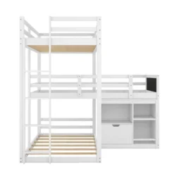Twin Size L-shaped Wood Triple Bunk Bed With Storage Cabinet, Ladder And Blackboard-ModernLuxe 15 Twin Size L-shaped Wood Triple Bunk Bed With Storage Cabinet, Ladder And Blackboard-ModernLuxe -Child Home Decoration Store GUEST 180ede9a 71fb 495e 88c0 dcaf1c5422e7