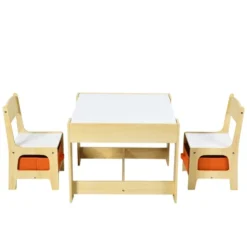 Costway Kids Table Chairs Set With Storage Boxes Blackboard Whiteboard Drawing GreyNature -Child Home Decoration Store GUEST 190d4cc4 df34 490c a6ee 74817933076c