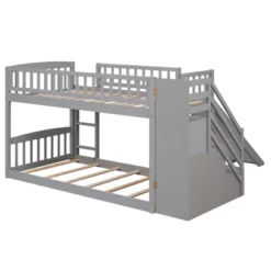 Stairway Twin Over Twin Bunk Bed With Two Drawers And Slide-ModernLuxe 23 Stairway Twin Over Twin Bunk Bed With Two Drawers And Slide-ModernLuxe -Child Home Decoration Store GUEST 1a0a1ec1 2831 4cfa b9de f7a301e05f9d