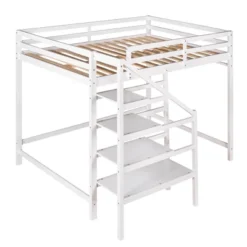 Full Size Loft Bed With Staircase And Safety Guardrails Gray/White-ModernLuxe -Child Home Decoration Store GUEST 1afeb3a3 f201 4c9a 85be 1c91189a0c59