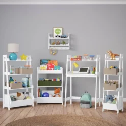 Kids' Desk With Ladder Shelf Storage And 2 Bonus Magnetic Art Display Bars White - RiverRidge Home -Child Home Decoration Store GUEST 1ee5c927 59cf 479c ae12 45aea42d9f95 1