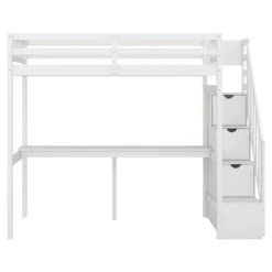 Twin Size Loft Bed With Storage Staircase And Built-in Desk-ModernLuxe -Child Home Decoration Store GUEST 202eeca1 76d1 4d51 ad39 ae146adcd074