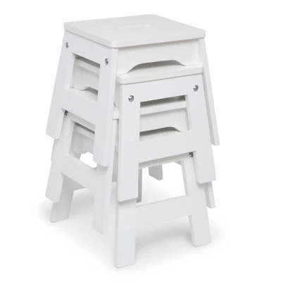 Melissa & Doug Wooden Stools - Set Of 4 2pc - White 4 Melissa & Doug Wooden Stools - Set Of 4 2pc - White - Image 2