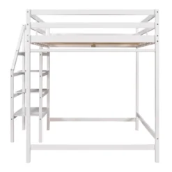 Full Size Loft Bed With Staircase And Safety Guardrails Gray/White-ModernLuxe -Child Home Decoration Store GUEST 232b8b5b 0499 4757 b8a7 832722695bb8