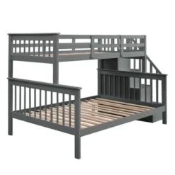 Twin-Over-Full Bunk Bed With Storage Stairs And Guard Rail - ModernLuxe -Child Home Decoration Store GUEST 24459211 9dca 40de 9276 7f8a75d7601a