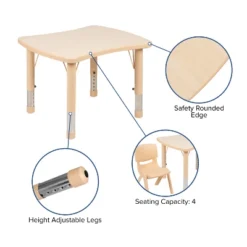 Emma And Oliver 21.875"W X 26.625"L Rectangular Plastic Height Adjustable Activity Table Set With 4 Chairs 15 Emma And Oliver 21.875"W X 26.625"L Rectangular Plastic Height Adjustable Activity Table Set With 4 Chairs -Child Home Decoration Store GUEST 2465dc71 3e10 4af7 89f8 ecd766798f8b 1