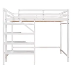 Full Size Loft Bed With Staircase And Safety Guardrails Gray/White-ModernLuxe -Child Home Decoration Store GUEST 2476148a 09e1 40ba 8145 ee065c45feb8