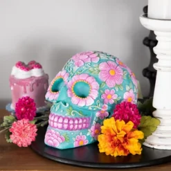 Northlight 7.75" Blue And Pink Day Of The Dead Skull Coin Bank -Child Home Decoration Store GUEST 255ad5c4 cf22 44c4 a3a7 453ccfcc8341