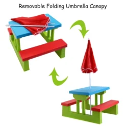 Costway 4 Seat Kids Picnic Table W/Umbrella Garden Yard Folding Children Bench Outdoor -Child Home Decoration Store GUEST 258b5d78 0369 4b7c 9458 6eb0890215b0