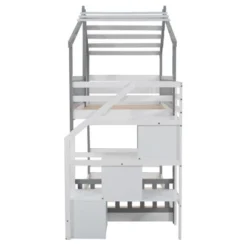 House Shape Twin-Over-Twin Double Bunk Bed With Storage Stairs - ModernLuxe -Child Home Decoration Store GUEST 265899e6 f3f9 4bcc aa20 b9d4834bd355