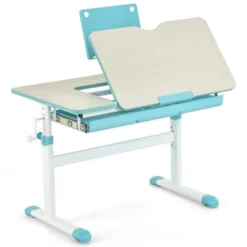 Costway Height-Adjustable Kids Desk Children Study Table With Tilt Desktop & Book Stand Blue/Pink -Child Home Decoration Store GUEST 2813d16a 4eda 49c7 806a 7fd455cd831e