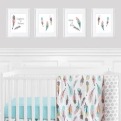 4pc Feather Art Print Set - Sweet Jojo Designs