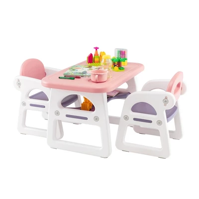 Costway 3-Piece Kids Table And Chair Set Toddler Activity Study Desk With Building Blocks 13 Costway 3-Piece Kids Table And Chair Set Toddler Activity Study Desk With Building Blocks - Image 11