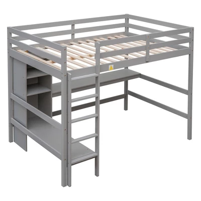 Full Size Loft Bed With Multifunction Shelves And Under-Bed Desk - ModernLuxe 6 Full Size Loft Bed With Multifunction Shelves And Under-Bed Desk - ModernLuxe - Image 4