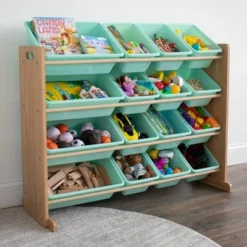 Toy Organizer With 16 Storage Bins Natural/Mint - Humble Crew -Child Home Decoration Store GUEST 33742ddc 3da9 4bde 96ed f83db271ac0c