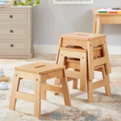 Melissa & Doug Wooden Stools - Set Of 4 - Natural