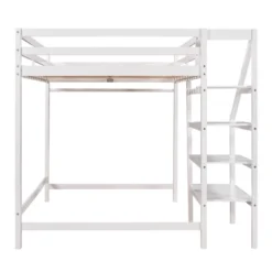 Full Size Loft Bed With Staircase And Safety Guardrails Gray/White-ModernLuxe -Child Home Decoration Store GUEST 344bf545 5ae4 4b56 a574 a1245c076ca1