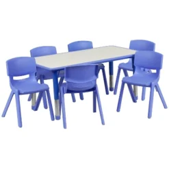 Emma And Oliver 23.625"W X 47.25"L Rectangular Plastic Height Adjustable Activity Table Set With 6 Chairs 28 Emma And Oliver 23.625"W X 47.25"L Rectangular Plastic Height Adjustable Activity Table Set With 6 Chairs -Child Home Decoration Store GUEST 36dddfc5 83fc 49ff a5f5 3bd9cf55b030