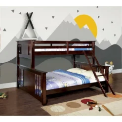 HOMES: Inside + Out Twin XL Over Queen Kids' Lea Bunk Bed Dark Walnut - IoHOMES