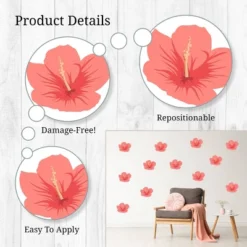 Tropical Flowers (Hibiscus) Wall Decor - Decalcomania 12 Tropical Flowers (Hibiscus) Wall Decor - Decalcomania -Child Home Decoration Store GUEST 3cbfd63f 3d4c 4405 9371 fee424ccbc8b