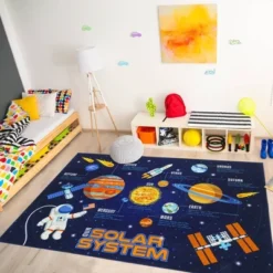 6'6"x9'6" Teach Me Education Solar System Blue - Gertmenian
