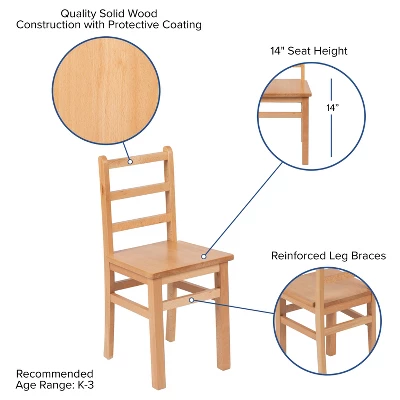 Flash Furniture Kids Natural Solid Wood Table And Chair Set For Classroom, Playroom, Kitchen 4 Flash Furniture Kids Natural Solid Wood Table And Chair Set For Classroom, Playroom, Kitchen - Image 2