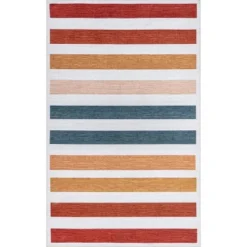 NuLOOM Colorful Striped Machine Washable Kids Area Rug -Child Home Decoration Store GUEST 4077221e b6a7 4ec6 8e1d f48f497e0760