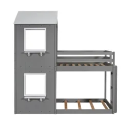 Twin Over Twin Wood Bunk Bed With Roof, Window, Guardrail, And Ladder-ModernLuxe 17 Twin Over Twin Wood Bunk Bed With Roof, Window, Guardrail, And Ladder-ModernLuxe -Child Home Decoration Store GUEST 41a0aaad 8059 4064 b76e 36ee44ae0930