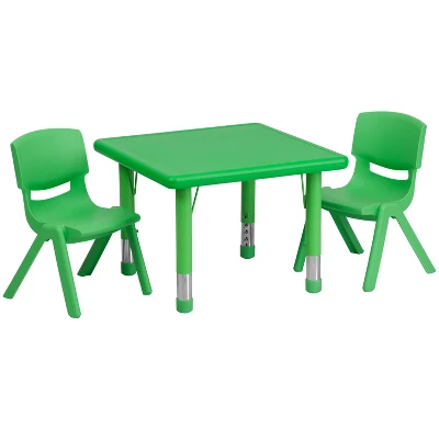 Emma And Oliver 24" Square Plastic Height Adjustable Activity Table Set With 2 Chairs 11 Emma And Oliver 24" Square Plastic Height Adjustable Activity Table Set With 2 Chairs - Image 9