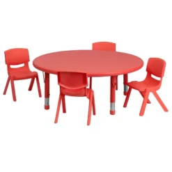 Flash Furniture 45" Round Plastic Height Adjustable Activity Table Set With 4 Chairs 21 Flash Furniture 45" Round Plastic Height Adjustable Activity Table Set With 4 Chairs -Child Home Decoration Store GUEST 460b6e5d b99d 437c 806d 0836284f2fa0