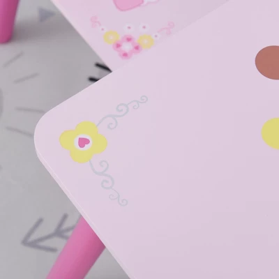 Qaba 3-Piece Kids Wooden Table And Chair Set With Crown Pattern Gift For Girls Toddlers Arts Reading Writing Age 2-4 Years Pink 6 Qaba 3-Piece Kids Wooden Table And Chair Set With Crown Pattern Gift For Girls Toddlers Arts Reading Writing Age 2-4 Years Pink - Image 4