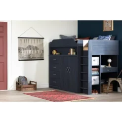 Twin Asten Loft Bed With Desk Blueberry - South Shore -Child Home Decoration Store GUEST 47fbfbad b91e 4f97 b2fb bc058483a2cf