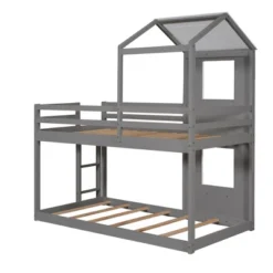 Twin Over Twin Wood Bunk Bed With Roof, Window, Guardrail, And Ladder-ModernLuxe 18 Twin Over Twin Wood Bunk Bed With Roof, Window, Guardrail, And Ladder-ModernLuxe -Child Home Decoration Store GUEST 48bf9e9e fb49 42fc b596 32be112bef3f
