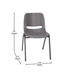Flash Furniture HERCULES Series 661 Lb. Capacity Gray Ergonomic Shell Stack Chair With Black Frame And 16'' Seat Height, Set Of 5 -Child Home Decoration Store GUEST 49fbe1fa 22af 4fc7 82a7 6ab7fd9bc5ba