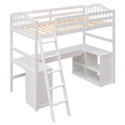 Twin Size Wooden Loft Bed With Drawers, Cabinet, Shelves And Desk-ModernLuxe -Child Home Decoration Store GUEST 4a1b924c 6ea0 4348 ba28 ad12dbb0c832