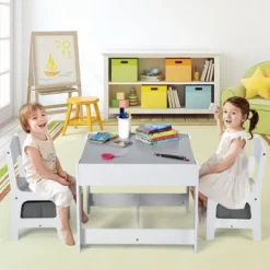 Costway Kids Table Chairs Set With Storage Boxes Blackboard Whiteboard Drawing GreyNature -Child Home Decoration Store GUEST 4aa7145d cfbf 4a0b 988e beda2a38d80d