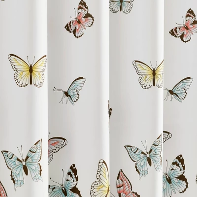 2pc Flutter Butterfly Window Curtain Set Pink - Lush Décor 4 2pc Flutter Butterfly Window Curtain Set Pink - Lush Décor - Image 2