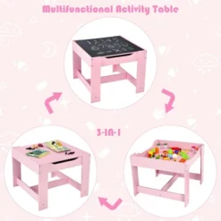 Costway 3 In 1 Kids Wood Table Chairs Set W/ Storage Box Blackboard Drawing Pink 16 Costway 3 In 1 Kids Wood Table Chairs Set W/ Storage Box Blackboard Drawing Pink -Child Home Decoration Store GUEST 4d43531d b688 45c7 805a fdca4e59f222 1